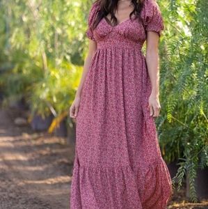 Pinkblush Pink Floral Puff Sleeve Maxi Dress